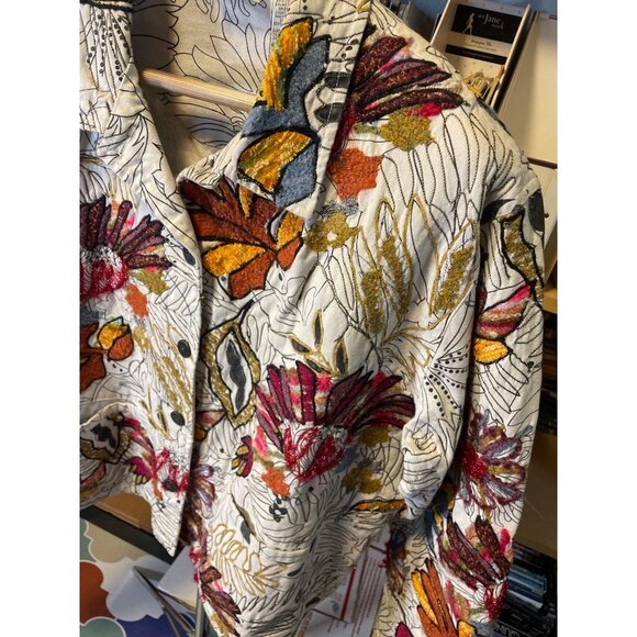 Chico's Garden Bloom Roadster Embroidered Denim Jacket Sz XL - Picture 4 of 12
